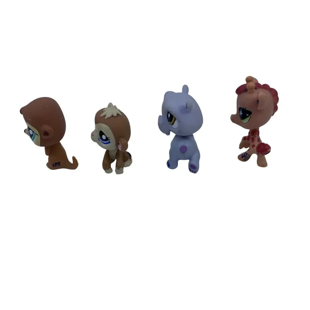 Littlest Pet Shop LPS African Animals Lot of 4 Giraffe, Hippo, Meerkat, Monkey